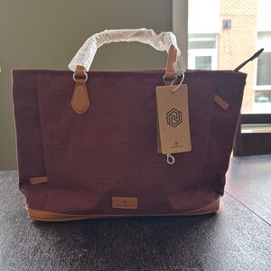 Nordace Canvas Tote Bag in Burgundy with Tan Trim